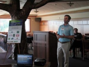 AW Spellmeyer addressing golfers at MIB golf event